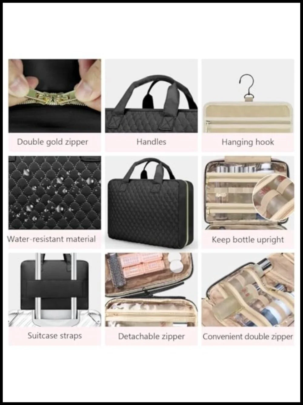 Large Detachable Travel Toiletry Bag Hanging Makeup Cosmetic Organizer